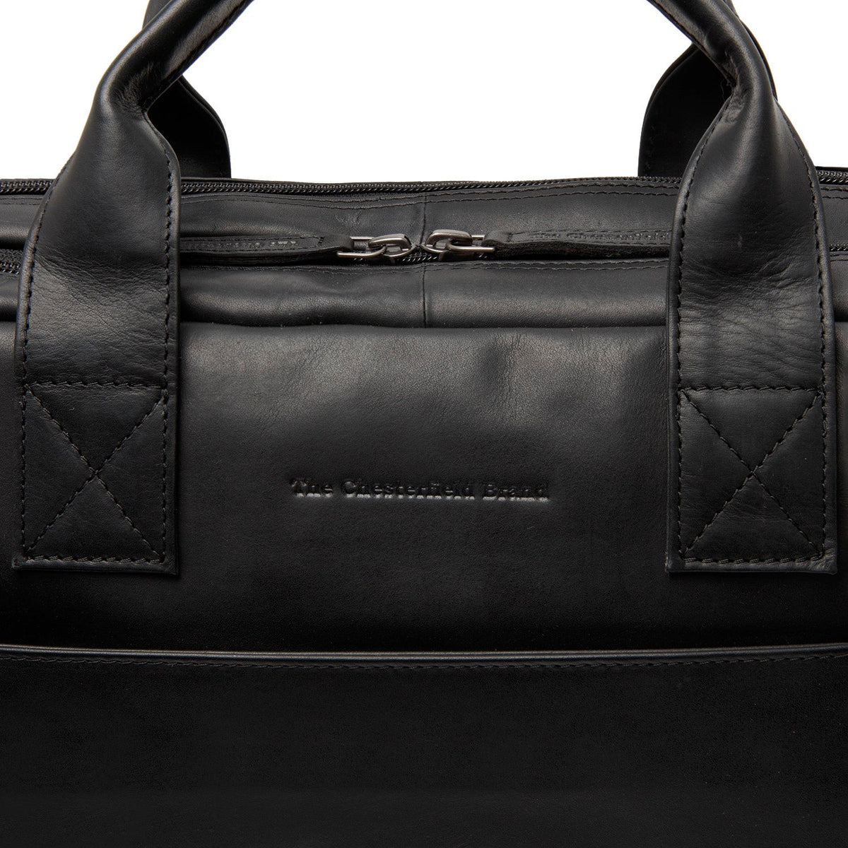 Solid Antique Brass Hardware &amp; Heavy-Duty Dual Zipper Detail on Frazer Full-Grain Leather Laptop Bag pour Femme