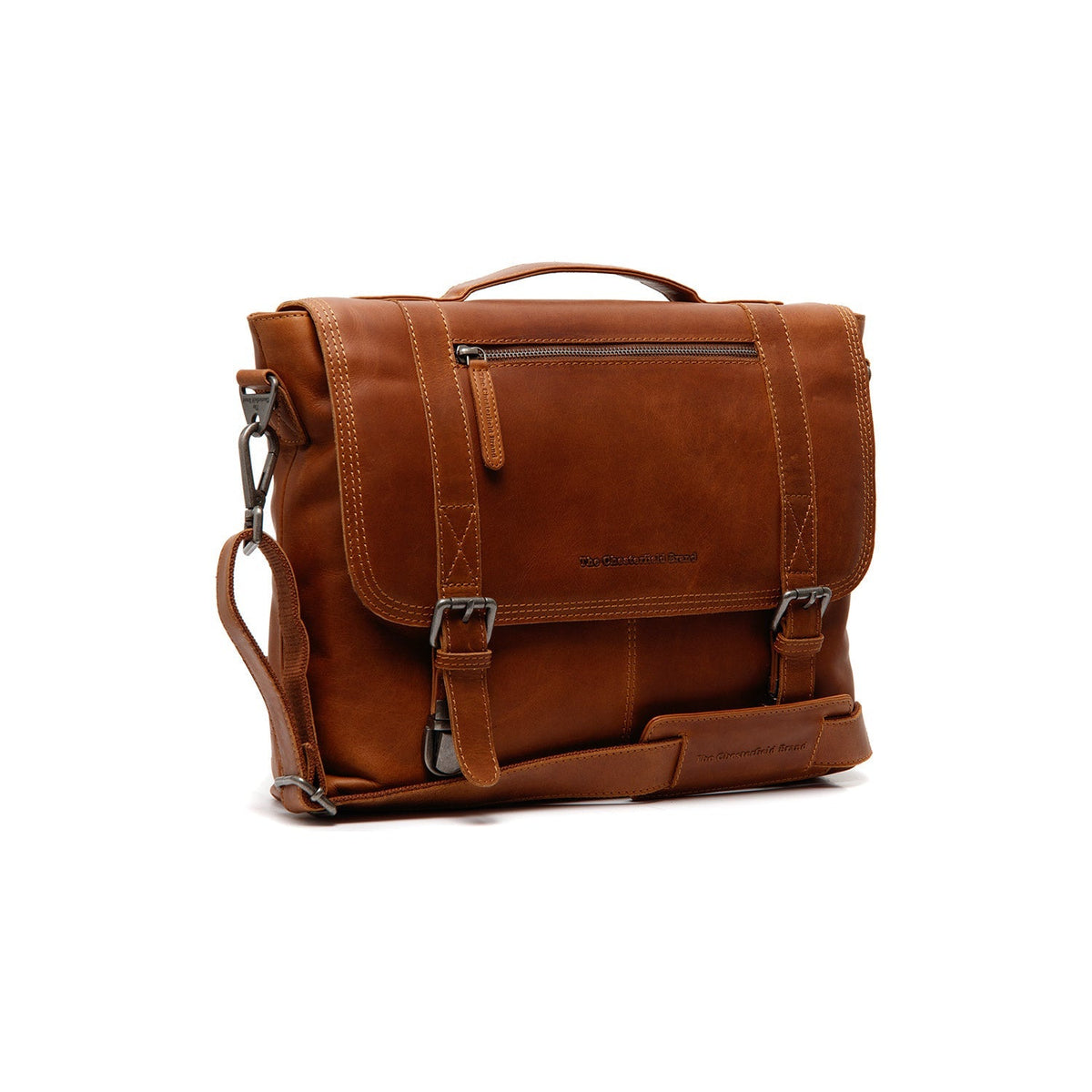 Veneto Full-Grain Leather Laptop Bag pour Femme in Classic 100% Full-Grain Leather - Full Exterior Front Profile View | Acheter en ligne