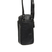Styled Fit Perspective of Valdes Full-Grain Leather Phone Bag pour Femme on Model - Natural Daylight Drape