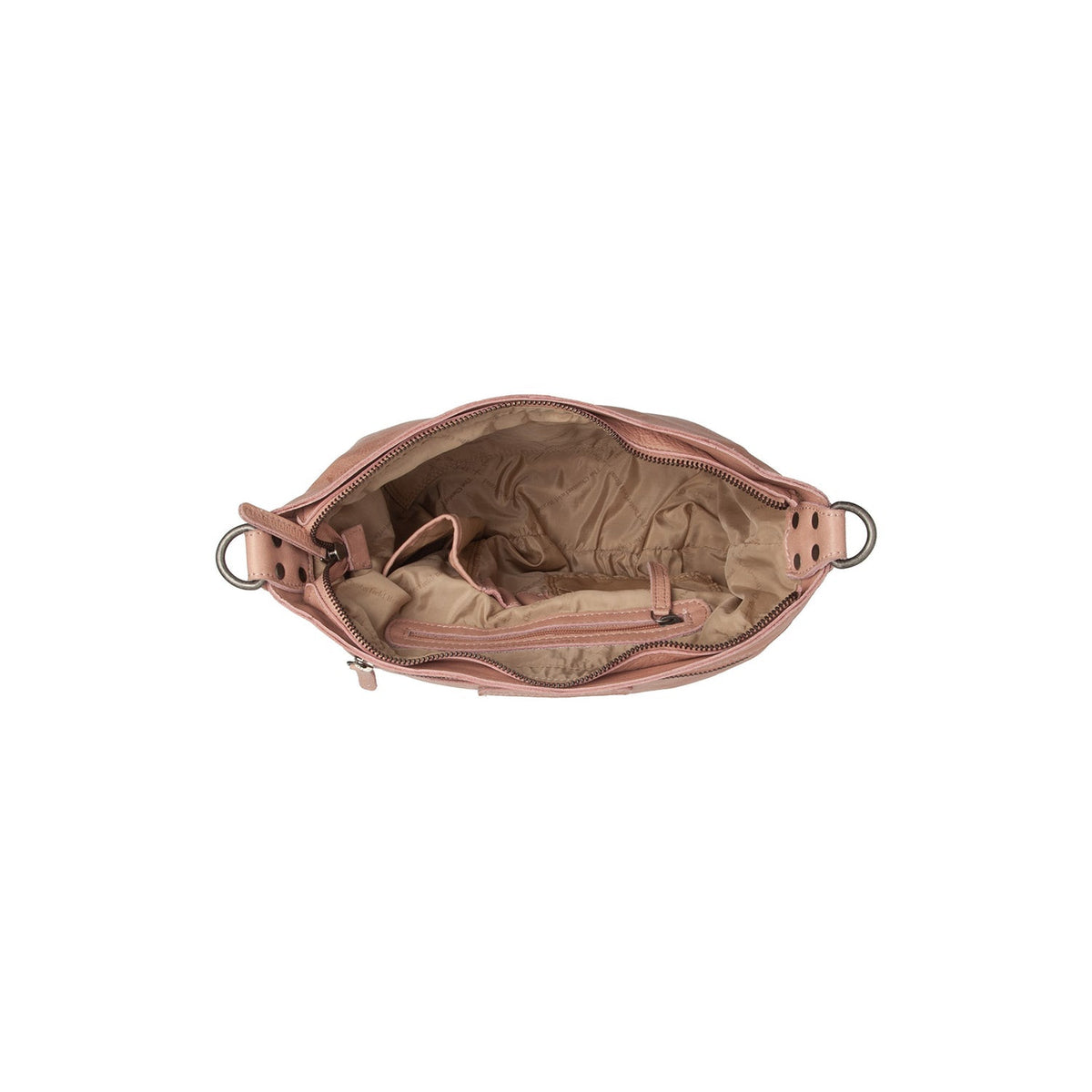 Solid Antique Brass Hardware &amp; Heavy-Duty Dual Zipper Detail on Lucy Full-Grain Leather Shoulder Bag pour Femme