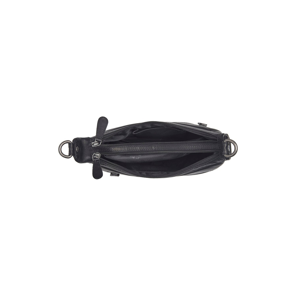 
Solid Antique Brass Hardware & Heavy-Duty Dual Zipper Detail on Mirave Sac bandoulière en cuir pleine fleur