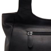 Tofino Full-Grain Leather Shoulder Bag pour Femme - Structured Side Profile Showing Gusset Depth &amp; Expansion Capacity