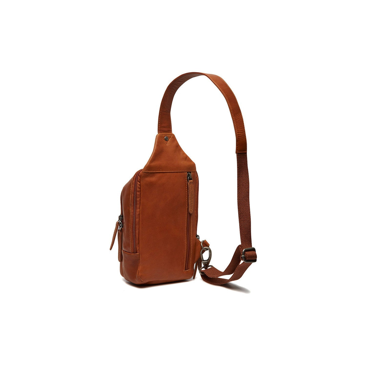 Cognac Leather Sling Bag Riga pour Femme, detail view 5