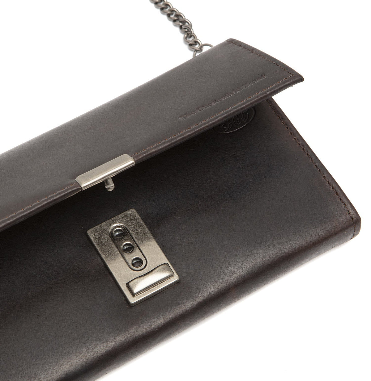 Solid Antique Brass Hardware &amp; Heavy-Duty Dual Zipper Detail on Bora Full-Grain Leather Waiter Wallet pour Femme