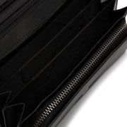 Solid Antique Brass Hardware &amp; Heavy-Duty Dual Zipper Detail on Arvento Full-Grain Portefeuille en Cuir pour Femme