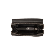 
Solid Antique Brass Hardware & Heavy-Duty Dual Zipper Detail on Salviano Portefeuille en cuir pleine fleur