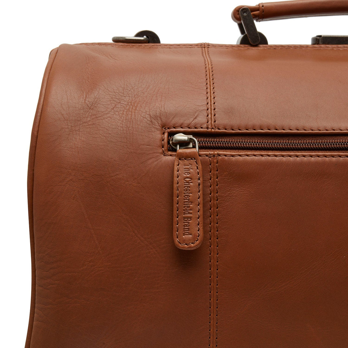 Texel Full-Grain Leather Weekender Bag pour Femme - Structured Side Profile Showing Gusset Depth &amp; Expansion Capacity