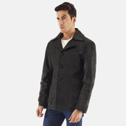 Black Cowhide leather Blazer - Vue arrière montrant la carrure ajustée et l'ourlet net