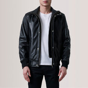 Lester Marron Suede Blouson Bomber en Cuir pour Homme For Men in Brown Goatskin Suede - Vue de face &amp; silhouette ajustée | Acheter en ligne