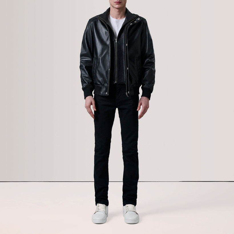 Lester Marron Suede Blouson Bombardier en Cuir pour Homme