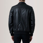 Vue détaillée of Classic Collar &amp; Zipper Hardware on Lester Marron Suede Blouson Bomber en Cuir pour Homme For Men
