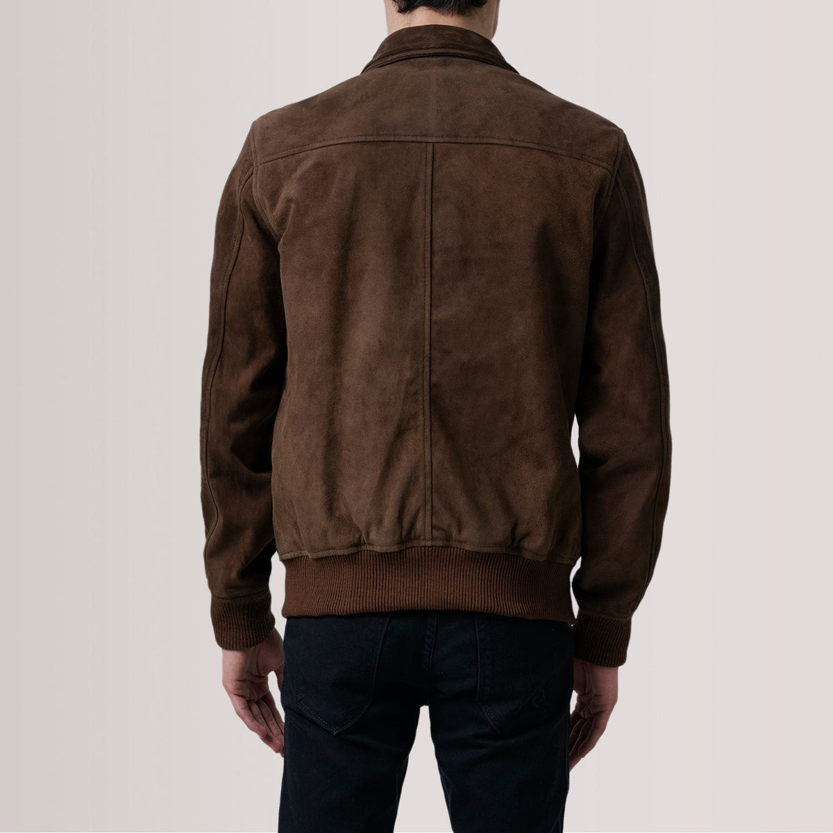 Lester Marron Suede Blouson Bomber en Cuir pour Homme – Vue produit alternative 5