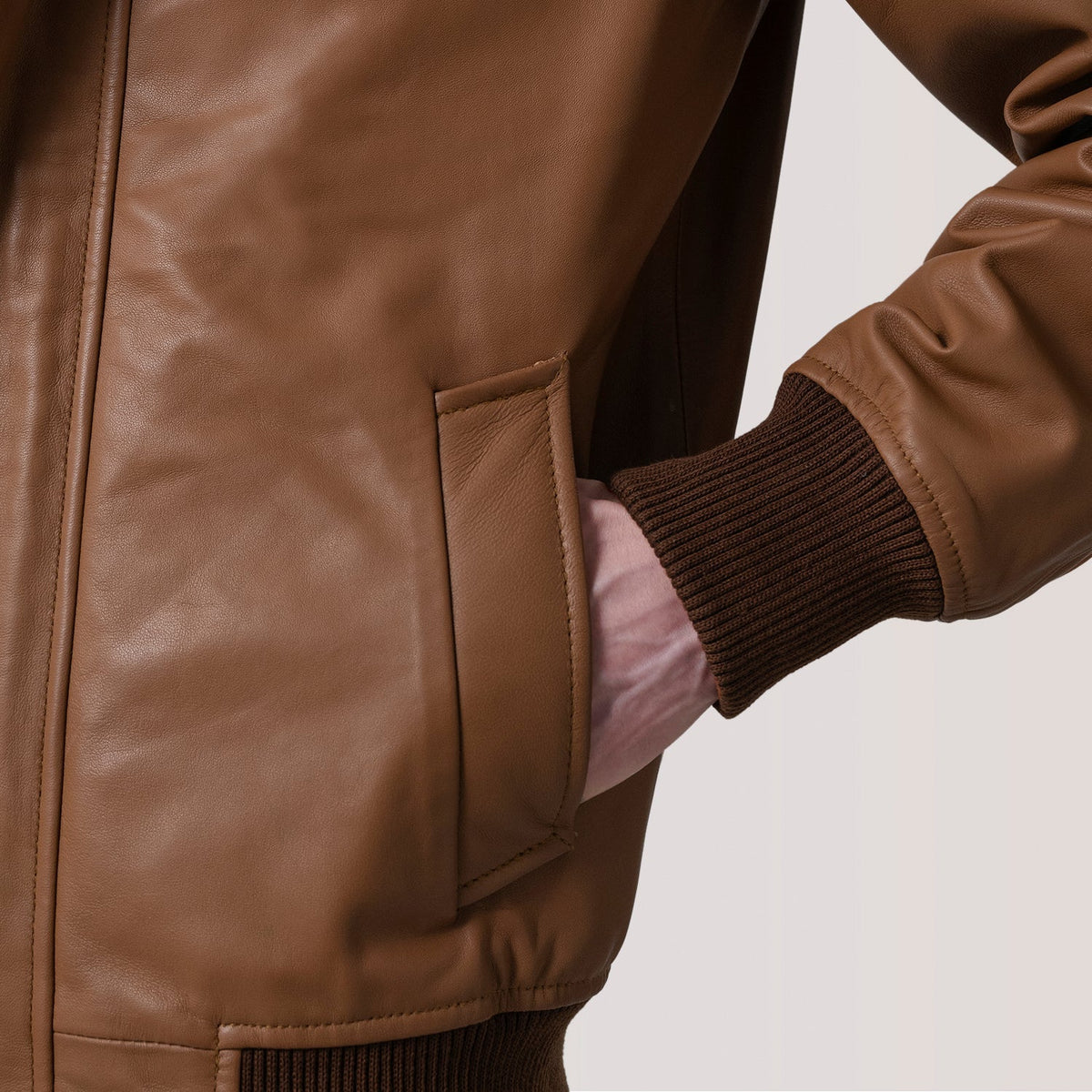 Lester Marron Suede Blouson Bomber en Cuir pour Homme – Vue produit alternative 6