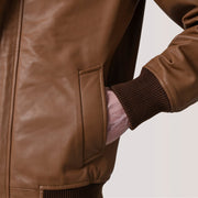 Lester Marron Suede Blouson Bomber en Cuir pour Homme – Vue produit alternative 6