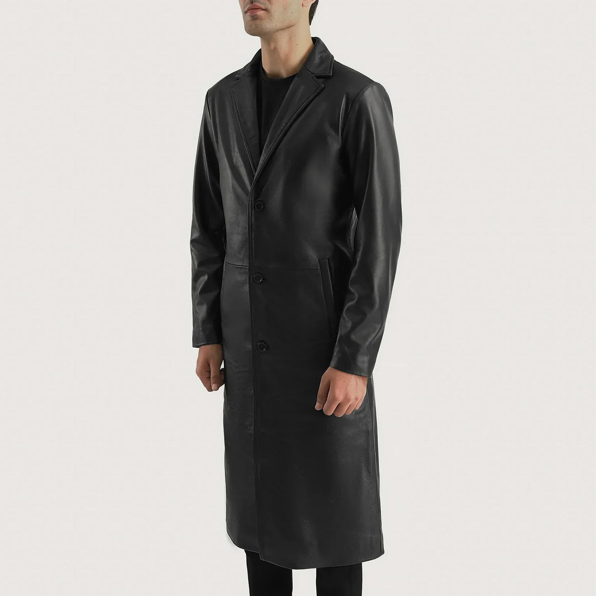 Black Cowhide Leather Winter Jacket - Vue de dos avec coupe ajustée aux épaules &amp; ourlet soigné