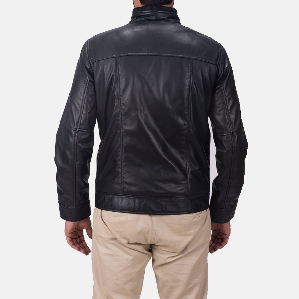 
Vue détaillée of Band & Zipper Hardware on Maurice Noir Veste en Cuir pour Homme