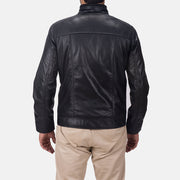 
Vue détaillée of Band & Zipper Hardware on Maurice Noir Veste en Cuir pour Homme