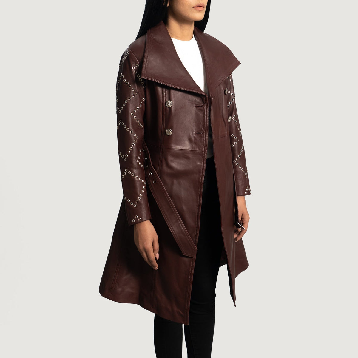 
Missoni Bordeaux Trench-coat en Cuir pour Femme - Vue de profil mettant en valeur la coupe de manche ergonomique