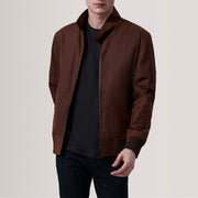Morrison Marron Canvas Blouson Bomber en Cuir pour Homme For Men in Brown Waxed Cotton Canvas - Vue de face &amp; silhouette ajustée | Acheter en ligne