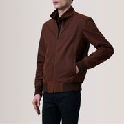 Morrison Marron Canvas Blouson Bomber en Cuir pour Homme For Men - Vue de profil avec coupe de manche ergonomique