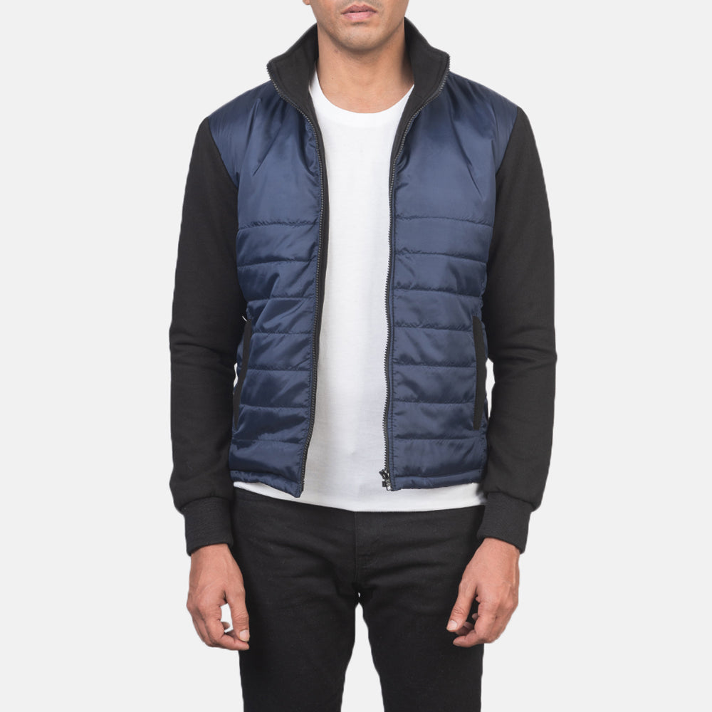 
Nashville Matelassé Bleu Windbreaker Veste en Cuir pour Homme in Blue & Black Nylon (Torso) &Amp; Knitted Fabric (Sleeves) - Vue de face & silhouette ajustée | Acheter en ligne