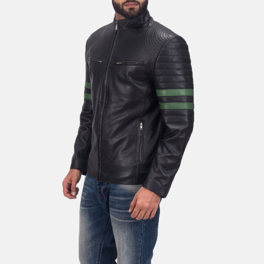 Black Cowhide Leather Biker Jacket - Vue de dos avec coupe ajustée aux épaules &amp; ourlet soigné