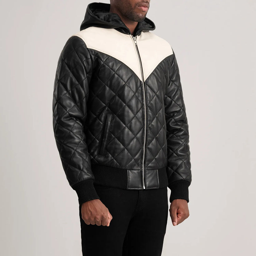 Norman Veste en Cuir Camel Puffer Veste en Cuir pour Homme