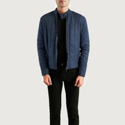 Men's Nyle Matelassé Windbreaker Veste en Cuir pour Homme in Navy Blue Nylon - Vue de face &amp; silhouette ajustée | Acheter en ligne