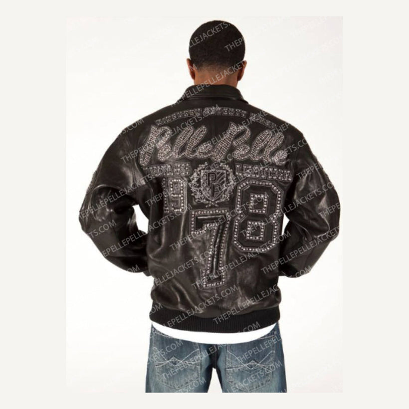 Encrusted Varsity Veste en Cuir pour Femme