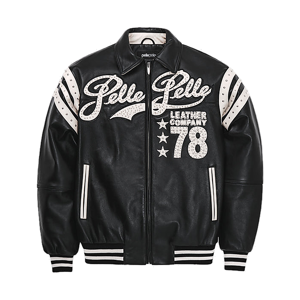 
Encrusted Varsity Veste en Cuir pour Femme