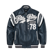 
Encrusted Varsity Veste en Cuir (Navy) pour Femme