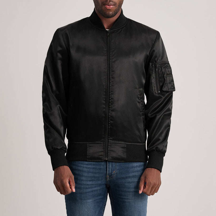 Quinton MA-1 Noir Blouson Bombardier en Cuir pour Homme
