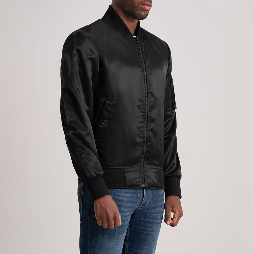 Quinton MA-1 Noir Blouson Bombardier en Cuir pour Homme