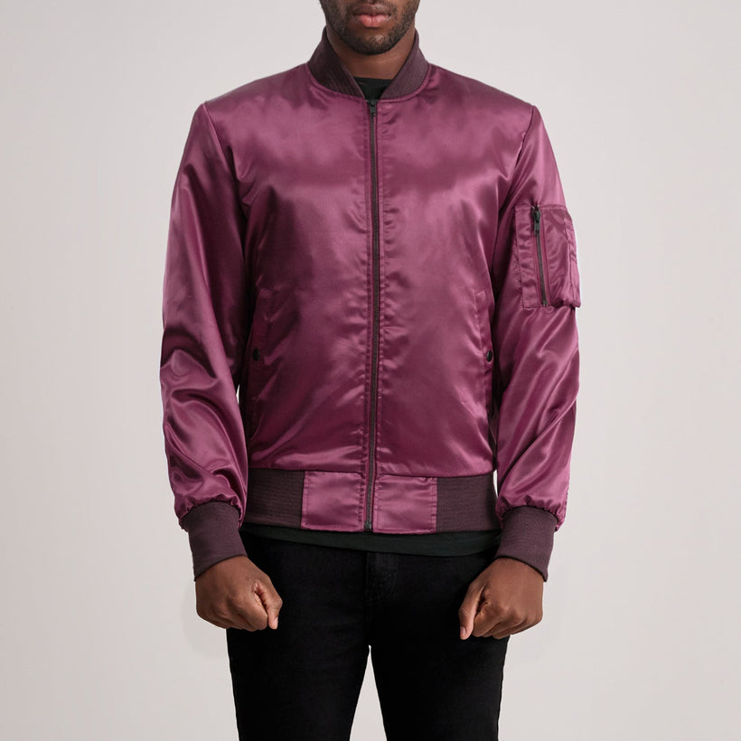 Quinton MA-1 Bordeaux Blouson Bombardier en Cuir pour Homme