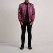 
Vue détaillée of Varsity & Zipper Hardware on Quinton MA-1 Bordeaux Blouson Bombardier en Cuir pour Homme