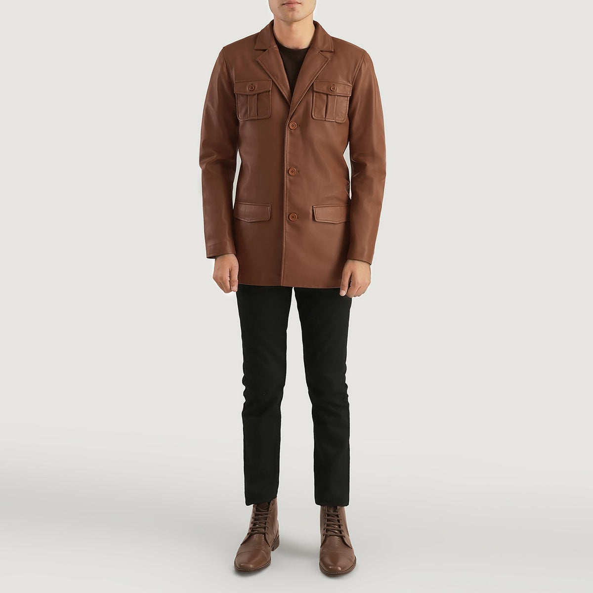 Ray Cutler Veste en Cuir pour Homme – Vue produit alternative 3
