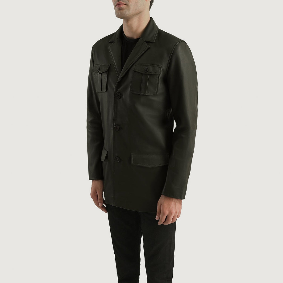 Ray Cutler Veste en Cuir pour Homme – Vue produit alternative 2