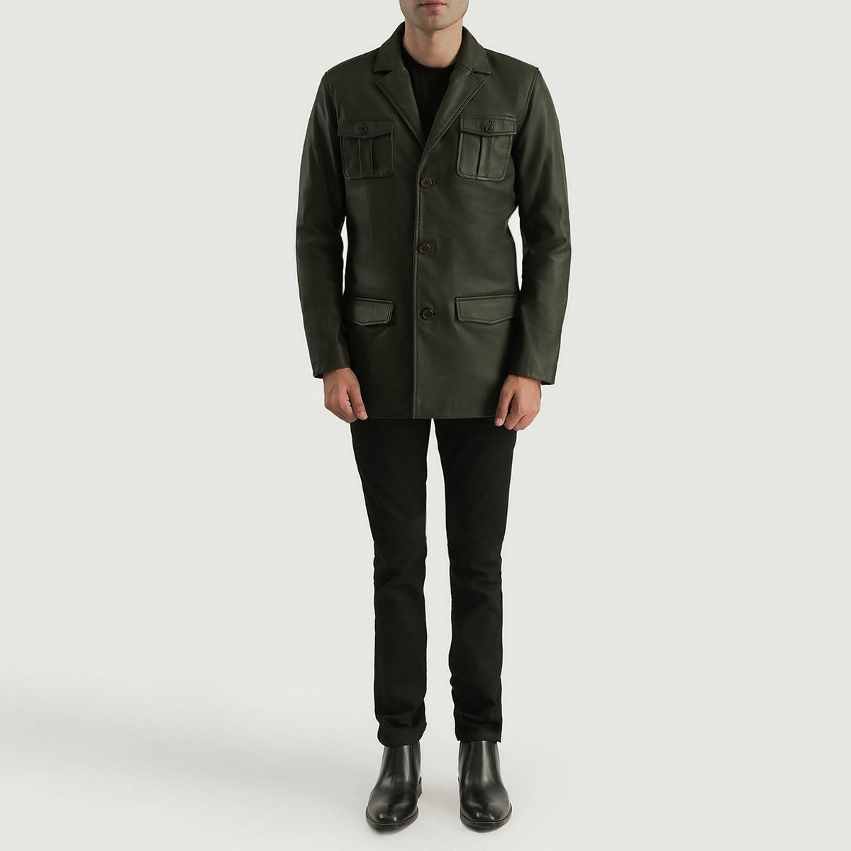 Ray Cutler Veste en Cuir pour Homme – Vue produit alternative 3
