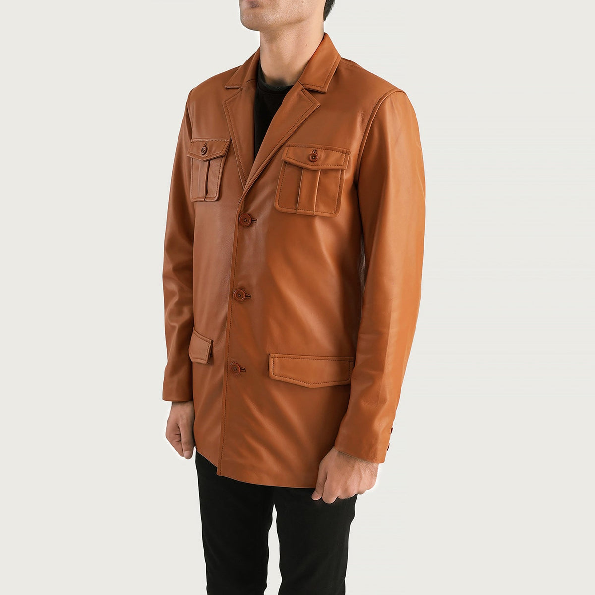 Ray Cutler Veste en Cuir pour Homme – Vue produit alternative 2