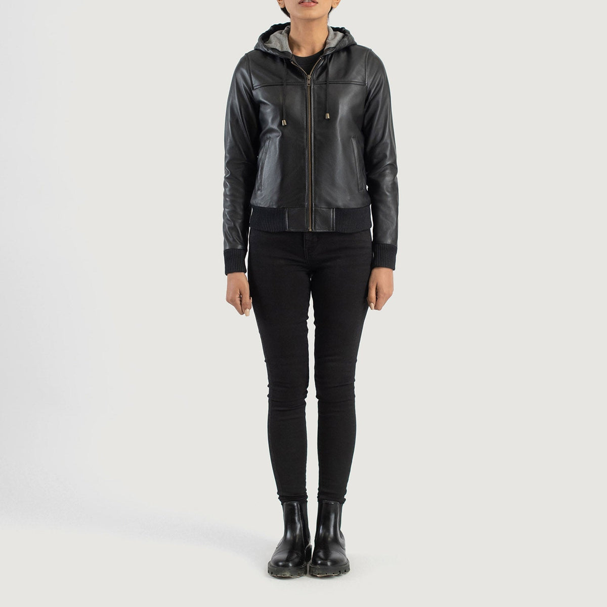 
Rebella Hooded Blouson Bombardier en Cuir pour Femme – alternate product view 3