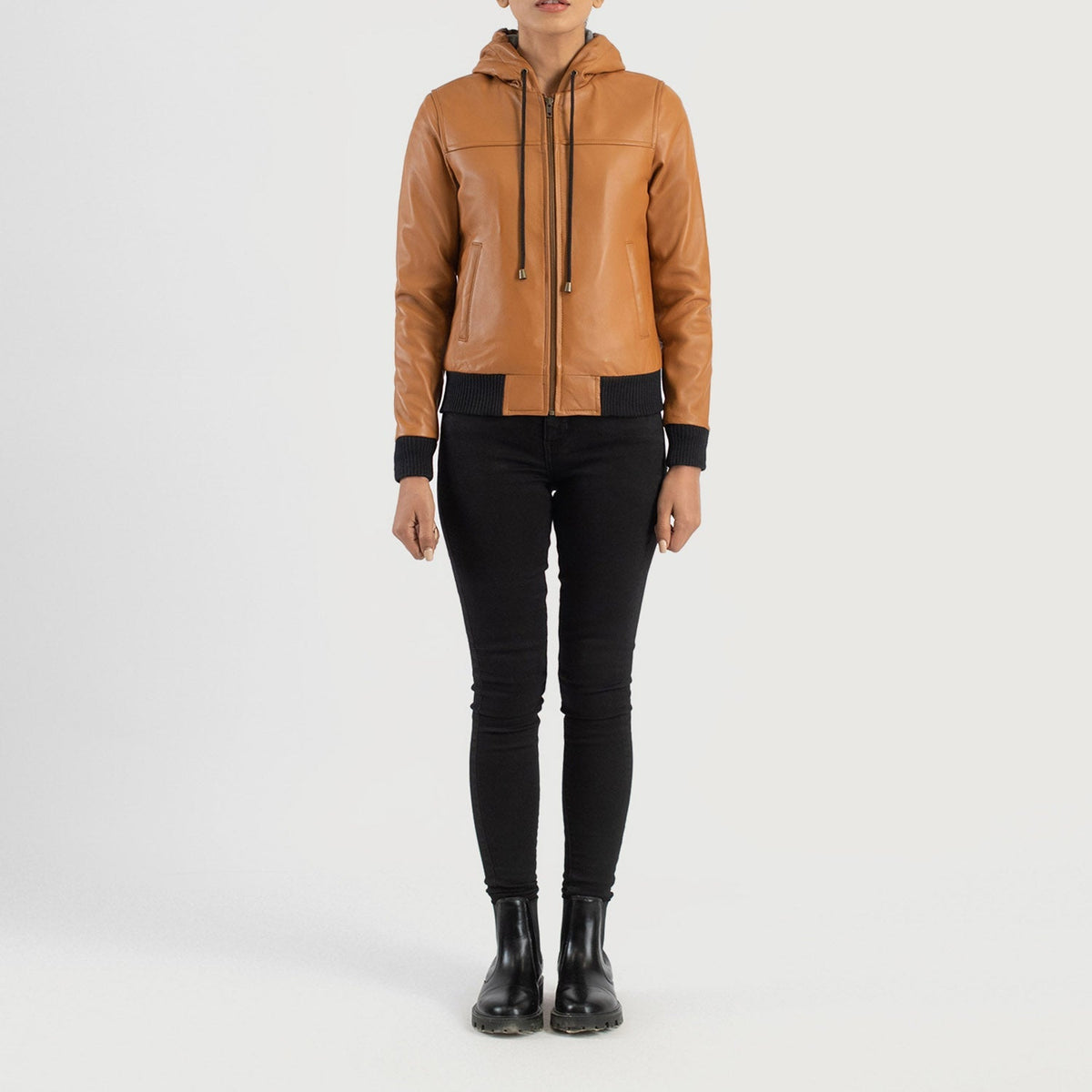 
Rebella Hooded Blouson Bombardier en Cuir pour Femme – alternate product view 3