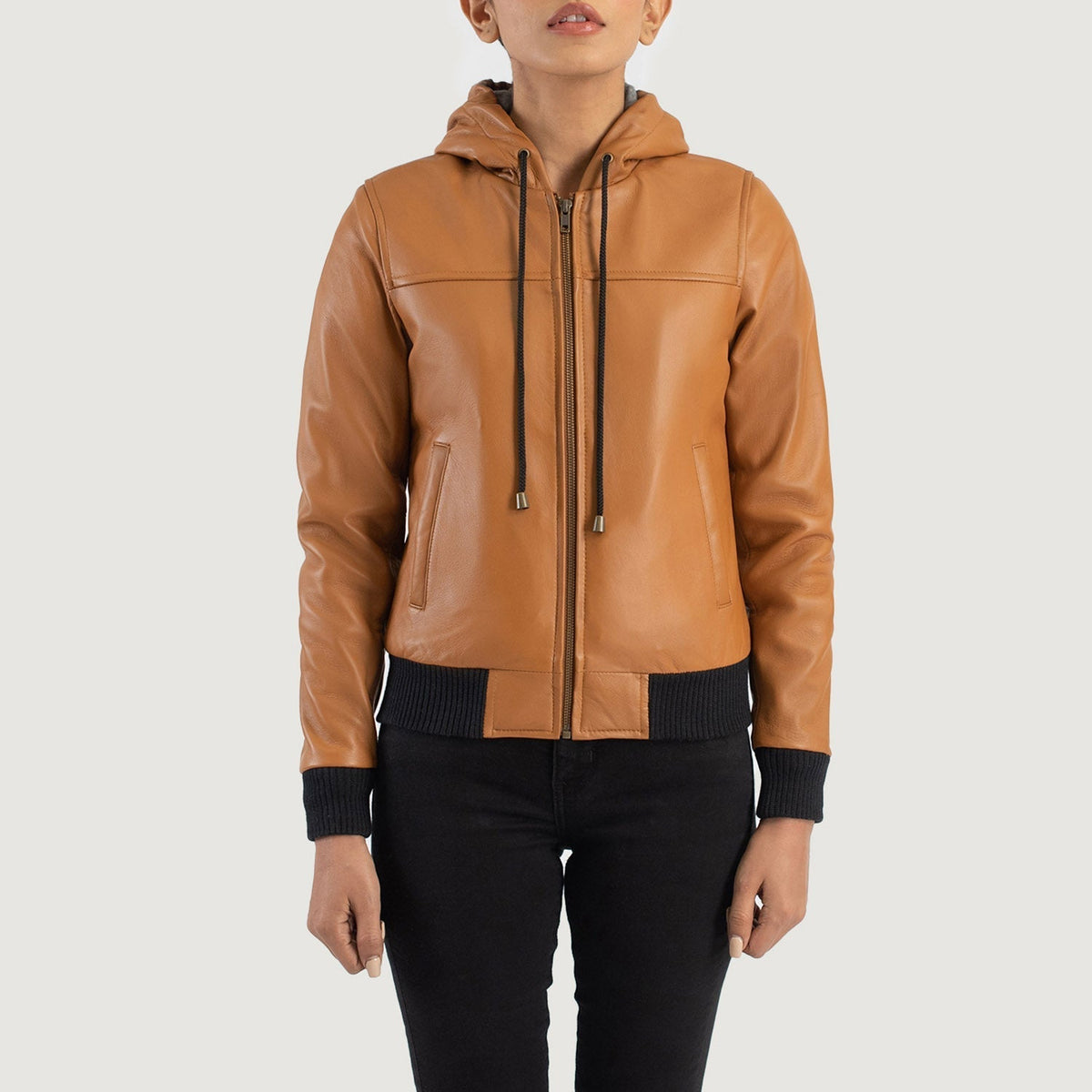 
Rebella Hooded Blouson Bombardier en Cuir pour Femme – alternate product view 4