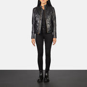 Rumella Veste Motard en Cuir pour Femme – Vue produit alternative 3
