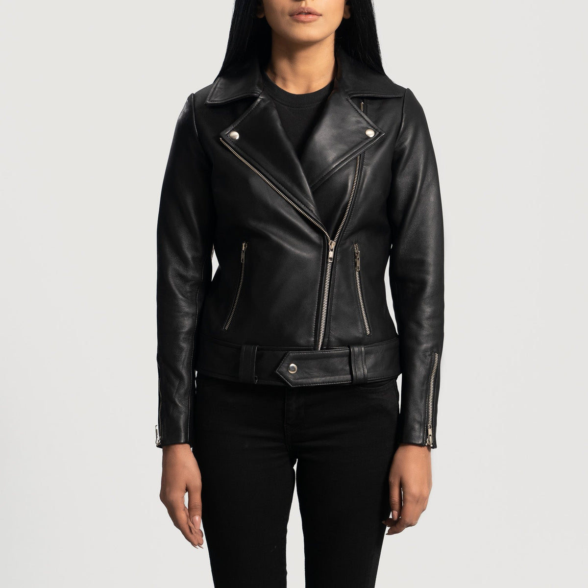 
Rumy Bordeaux Veste Motard en Cuir pour Femme – alternate product view 4