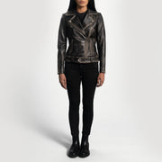 
Rumy Bordeaux Veste Motard en Cuir pour Femme – alternate product view 3
