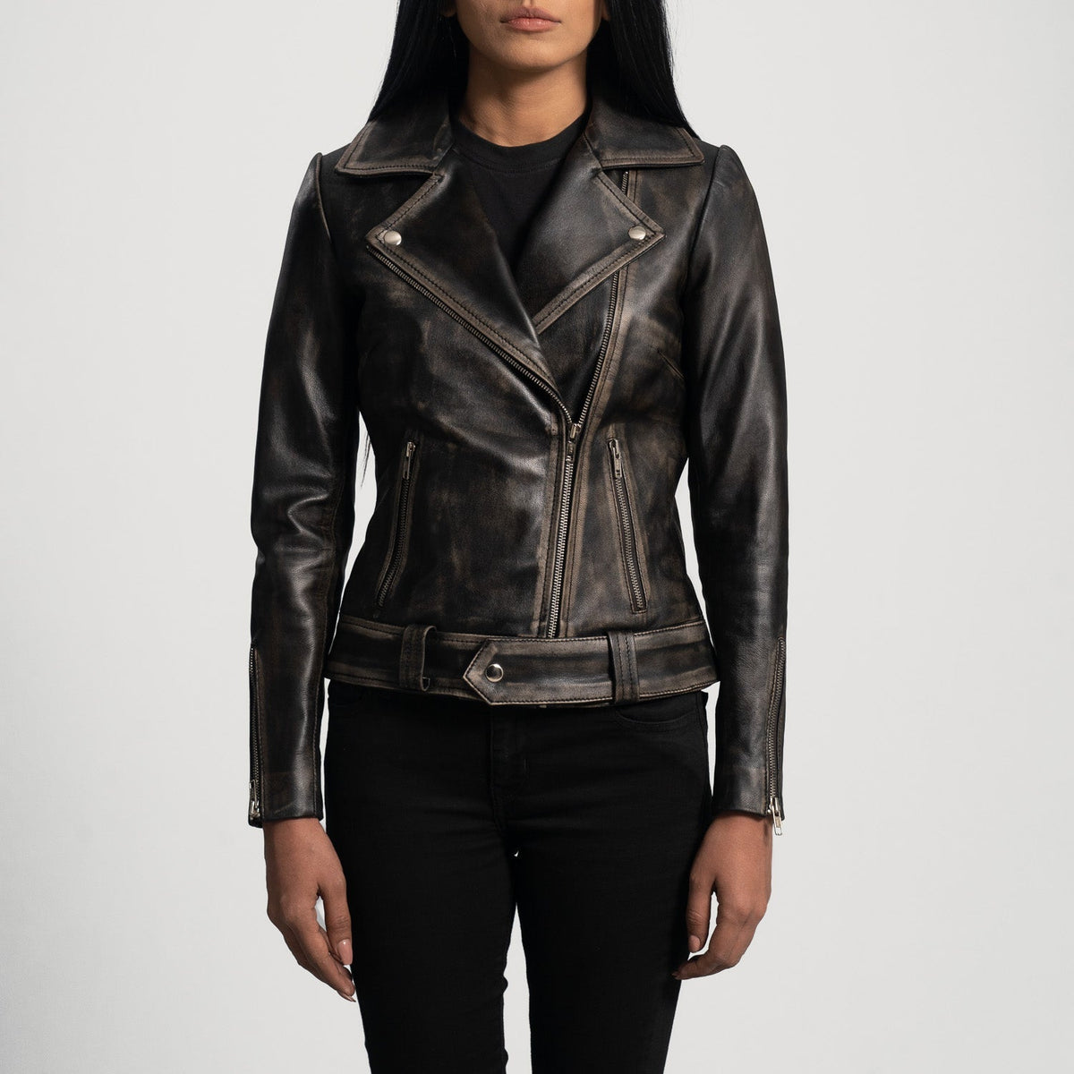 
Rumy Bordeaux Veste Motard en Cuir pour Femme – alternate product view 4