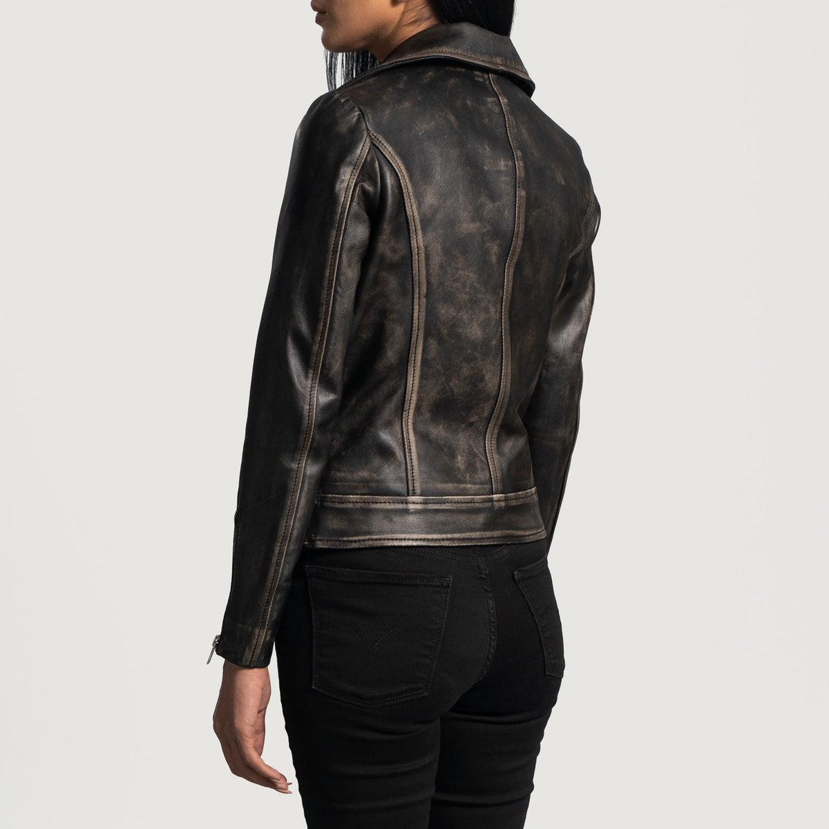 
Rumy Bordeaux Veste Motard en Cuir pour Femme – alternate product view 5