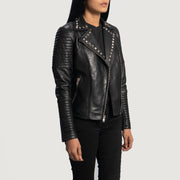 Black Sheepskin Leather Biker Jacket - Vue de dos avec coupe ajustée aux épaules &amp; ourlet soigné