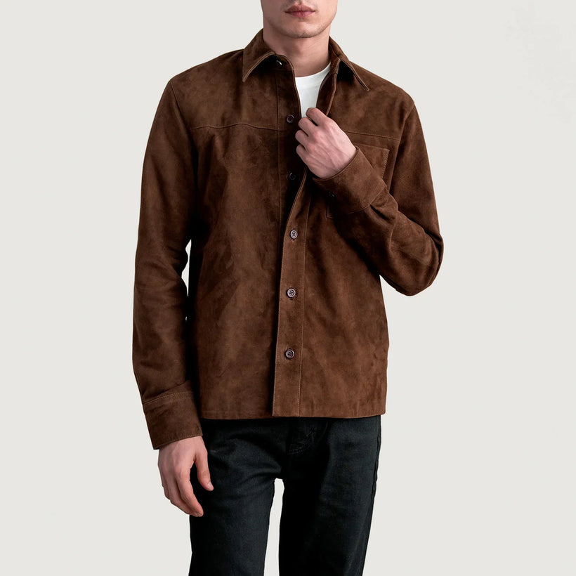 Scout Moka Suede Leather Shirt pour Homme