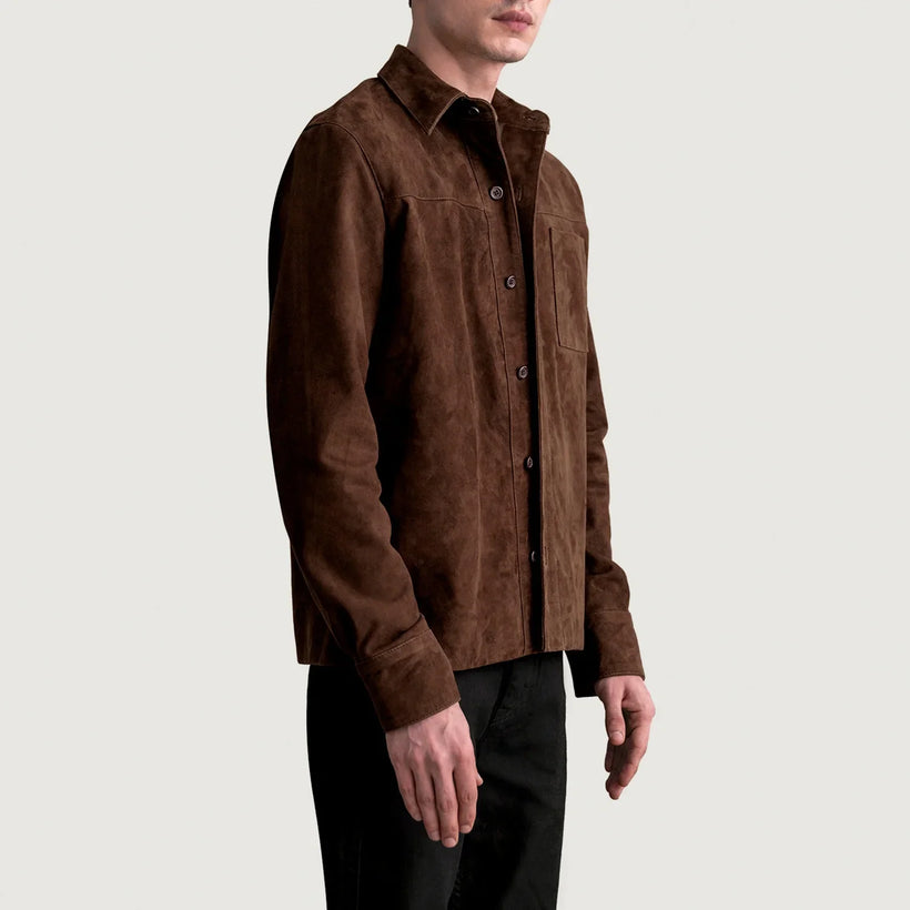 Scout Moka Suede Leather Shirt pour Homme